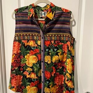 HG NY VTG Vibrant Floral Button Down Shirt M